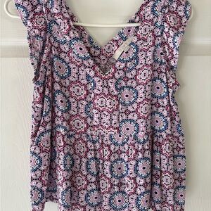 LOFT Multicolor Patterned Sleeveless Blouse SP